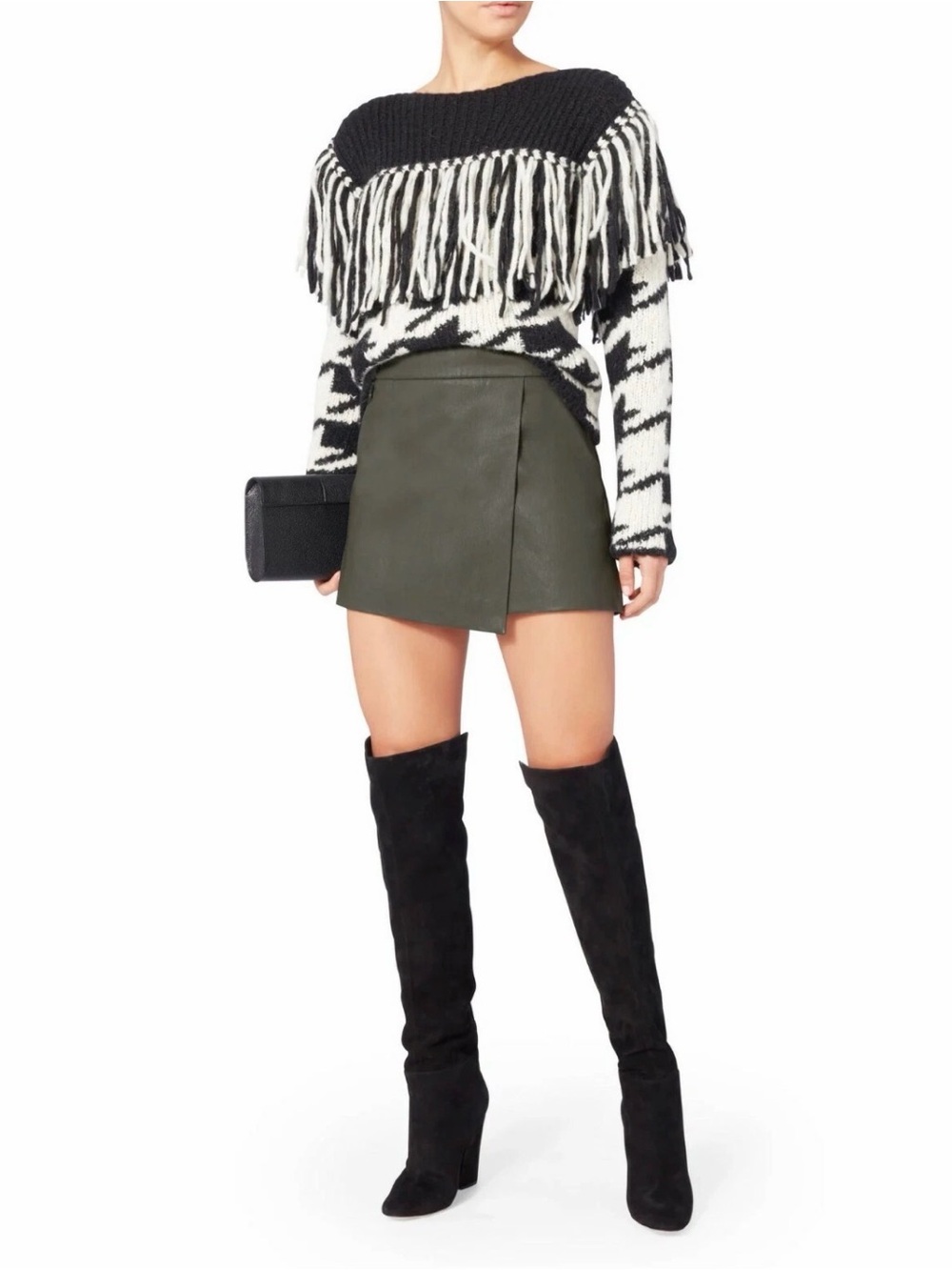 Nwot Intermix Jadyn Wrap Leather Mini Skirt in emerald green size 8